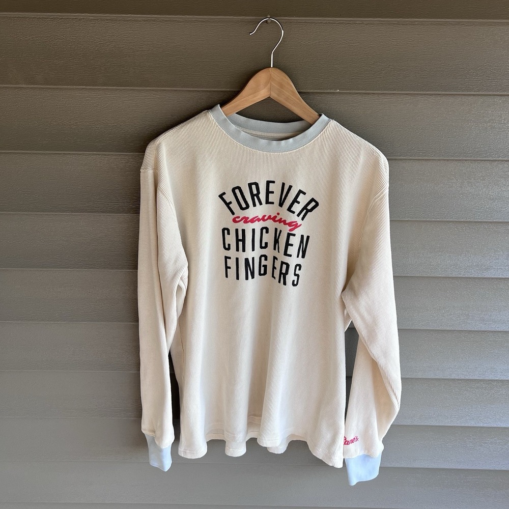 Raising Cane's x Sportiqe Waffle Knit Long Sleeve Shirt Medium Chicken Fingers